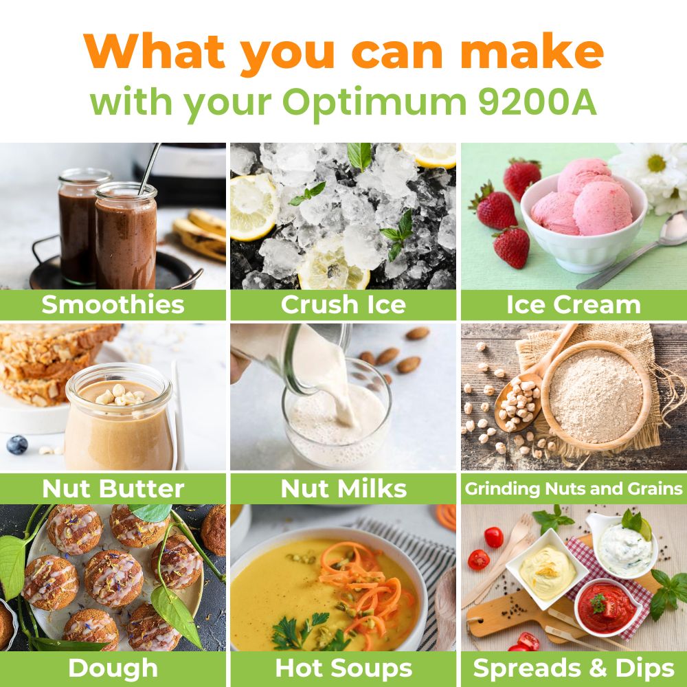 froothie best high speed blender optimum 9200A award winner powerful 2611 watts, crush ice, smoothies, nut butter, nut milks, soups, spreads