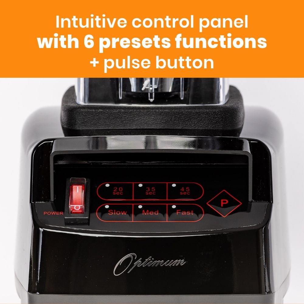 froothie best high speed blender optimum 9200A award winner powerful 2611 watts, 6 preset buttons, pulse, control panel