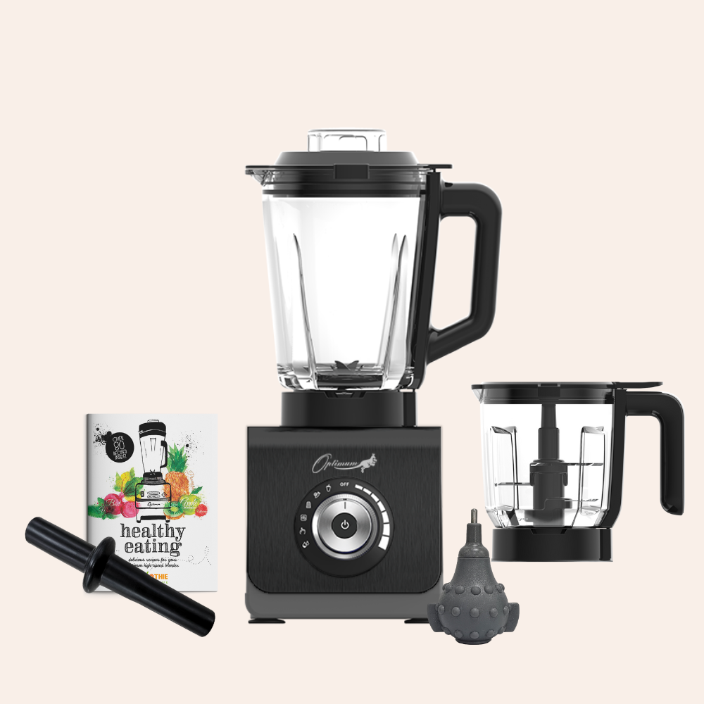 optimum 9400 essential food blender smoothie drink maker with glass jug black garlic peeler bpa free plastic jug stainless steel jug