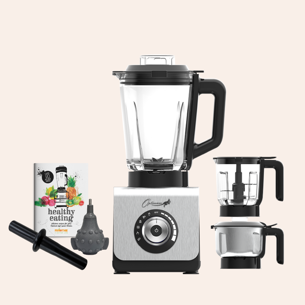 optimum 9400 essential food blender smoothie drink maker with glass jug plastic food processor jug garlic peeler stainless steel grinder jar silver