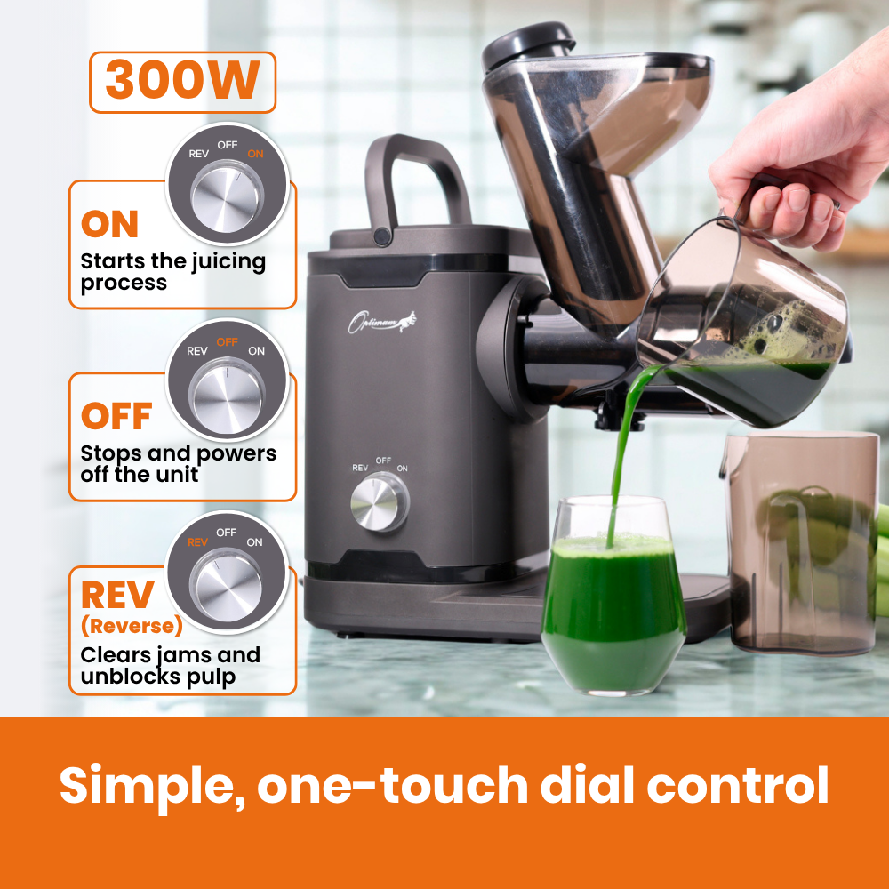 h3000 horizontal juicer award winner easy to use one-touch dial 