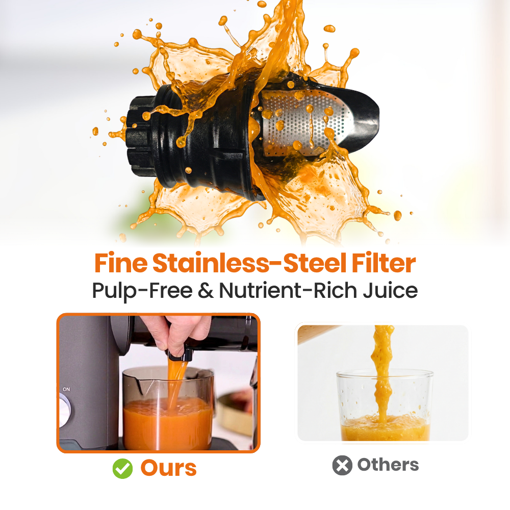 horizontal juicer h3000 essential best cold press juicer australia big mouth stainless steel filter, fine no pulp