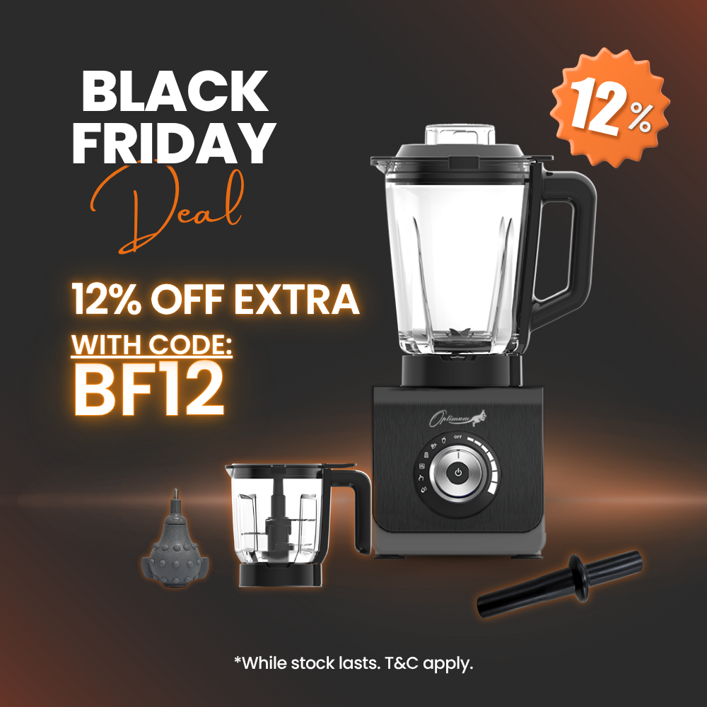 
                  
                    optimum 9400 essential food blender smoothie drink maker with glass jug black garlic peeler bpa free plastic jug stainless steel jug special black friday discount
                  
                