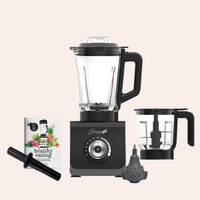 Thumbnail for optimum 9400 essential food blender smoothie drink maker with glass jug black garlic peeler bpa free plastic jug stainless steel jug