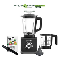 Thumbnail for optimum 9400 essential food blender smoothie drink maker with glass jug black garlic peeler bpa free plastic jug stainless steel jug